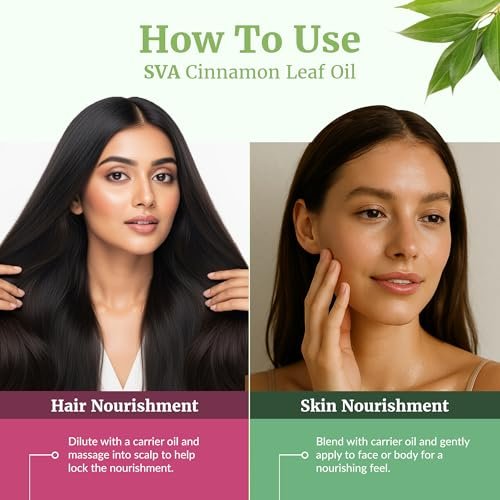 SVA Cinnamon Leaf Bio-Öl – 118 ml – 100% reines natürliches Zimtöl für Diffuser, Haarpflege, Gesicht, Hautpflege, Aromatherapie, Kopfhaut- und Körpermassage, Seifen- und Kerzenherstellung – mit Pipette