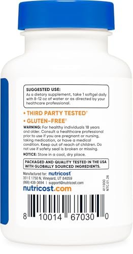 Nutricost Zeaxanthin mit Lutein 20 mg, 120 Softgels - Hochdosiert, Nicht-GVO, Glutenfrei