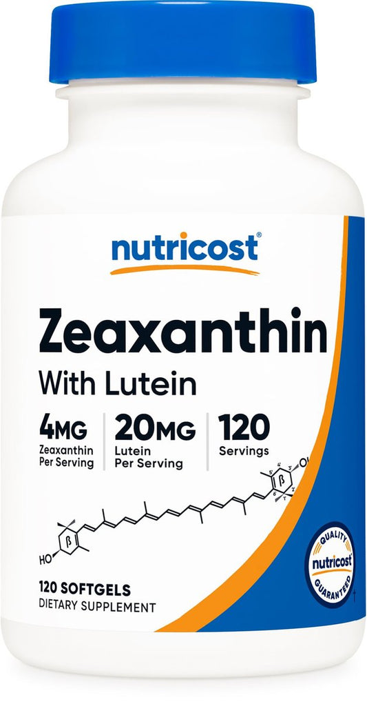 Nutricost Zeaxanthin mit Lutein 20 mg, 120 Softgels - Hochdosiert, Nicht-GVO, Glutenfrei