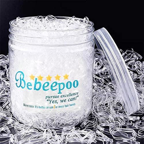 BEBEEPOO 2500 Stück Klare Haargummis, Mini Elastic Rubber Bands für Haare, Starke und Wiederverwendbare Haarbänder