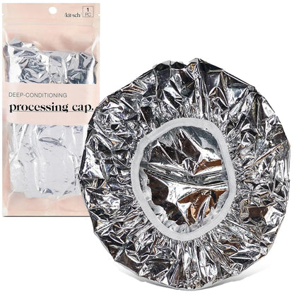 Kitsch Aluminium-Folien-Wärmehaube für Tiefenpflege – Wiederverwendbare Dampfhaube für Coloration, Dauerwelle & Behandlung, mit elastischem Band, auch als Duschhaube für Sauna & Spa