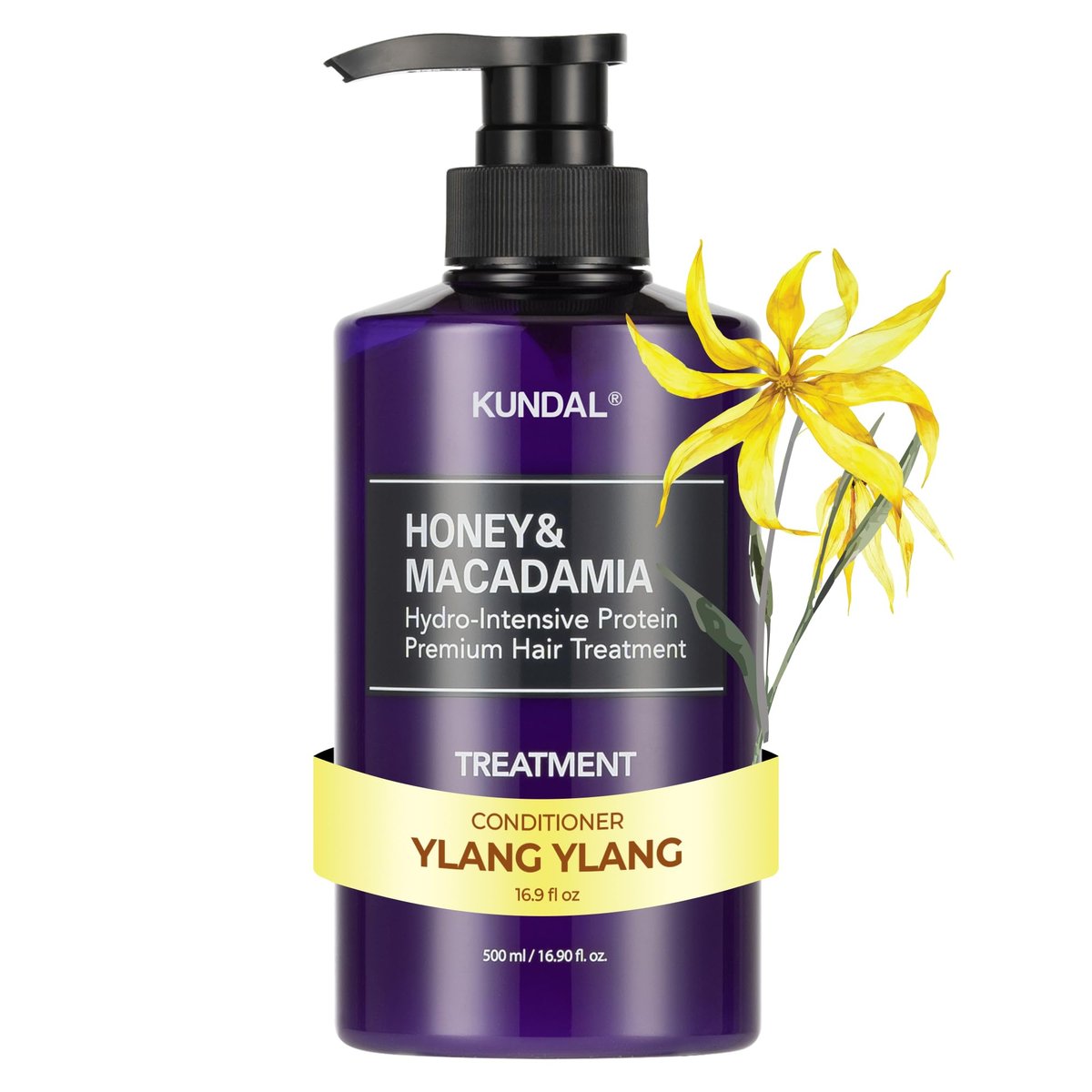 KUNDAL Honey & Macadamia Natural Conditioner – Korean Hair Care für tiefe Hydratation und Reparatur, mit Honig, Arganöl und Macadamiaöl, 500 ml (Ylang Ylang)