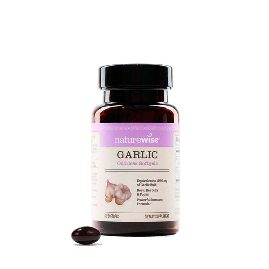 NatureWise Geruchlose Knoblauchpillen mit Gelée Royale & Pollen – Nahrungsergänzungsmittel für Herzgesundheit, Immunsystem & Antioxidantien – Glutenfrei, Nicht-GVO – 60 Softgels (2-Monats-Vorrat)