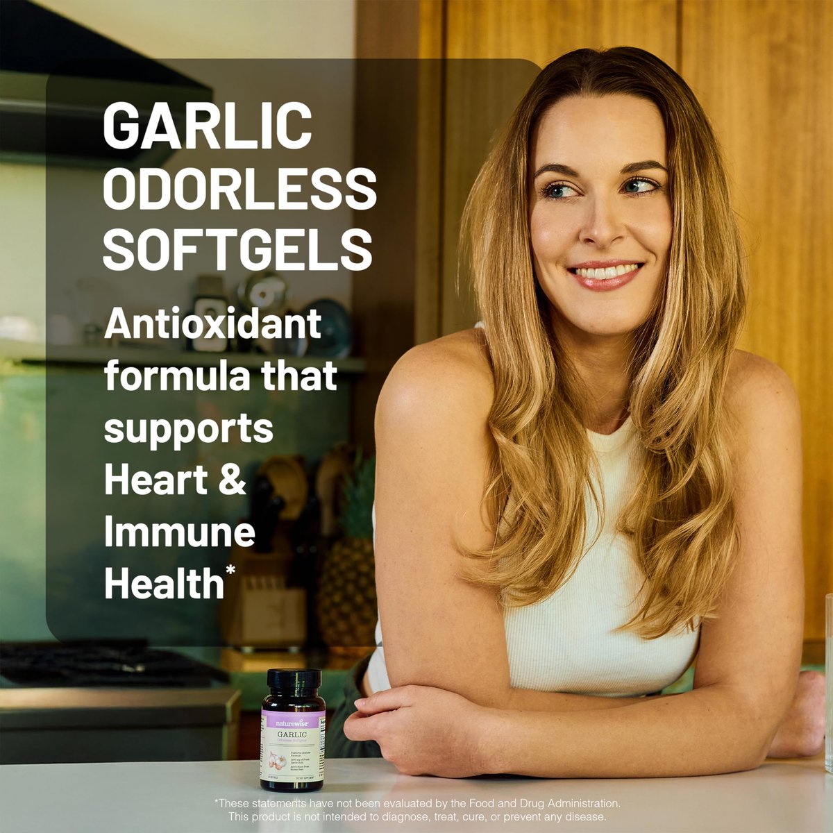 NatureWise Geruchlose Knoblauchpillen mit Gelée Royale & Pollen – Nahrungsergänzungsmittel für Herzgesundheit, Immunsystem & Antioxidantien – Glutenfrei, Nicht-GVO – 60 Softgels (2-Monats-Vorrat)