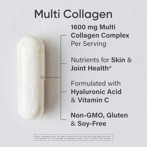 Sports Research® Multi-Kollagen Kapseln für Frauen & Männer - Kollagenpeptide (Typ I, II, III, V, X) mit Hyaluronsäure & Vitamin C - Glutenfrei & Nicht-GVO - 90 Kapseln
