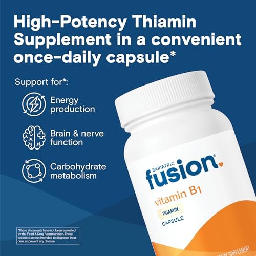 Bariatric Fusion Vitamin B1 (Thiamin) für bariatrische Chirurgie-Patienten – Magenbypass & Schlauchmagen, leicht zu schluckende Kapseln, 90 Stück