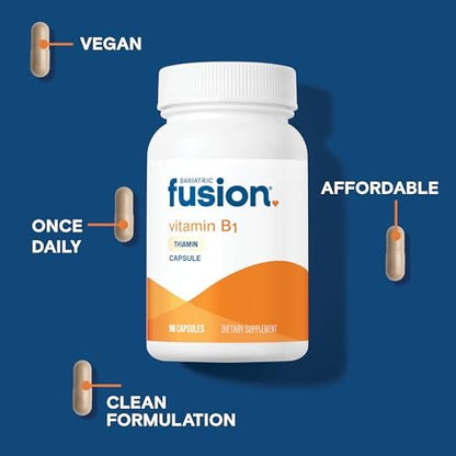 Bariatric Fusion Vitamin B1 (Thiamin) für bariatrische Chirurgie-Patienten – Magenbypass & Schlauchmagen, leicht zu schluckende Kapseln, 90 Stück