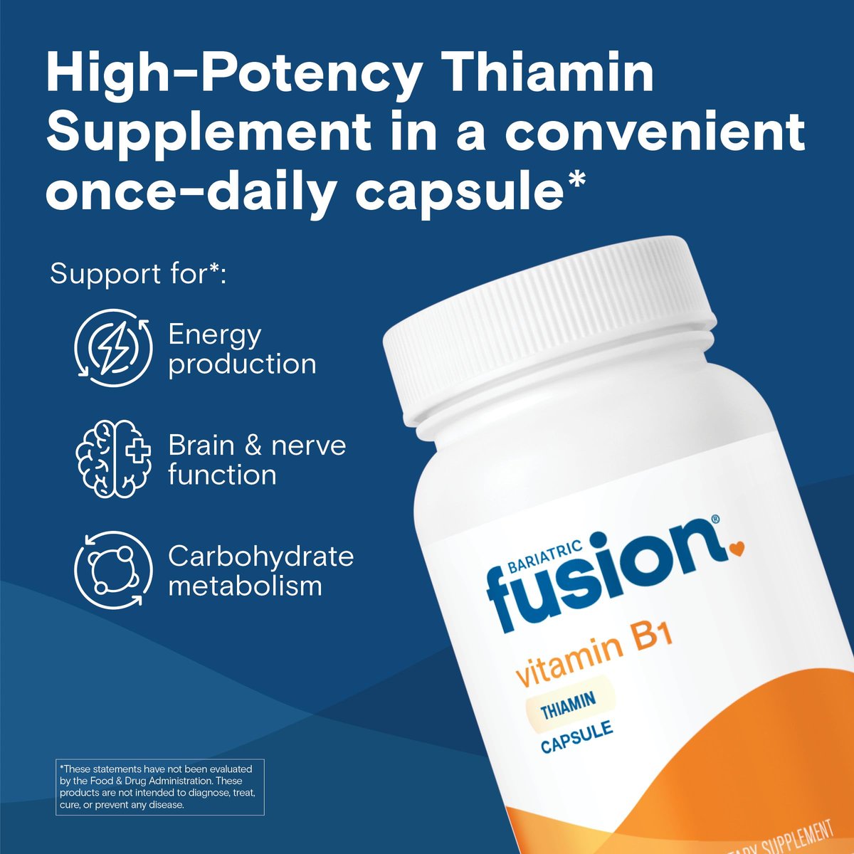 Bariatric Fusion Vitamin B1 (Thiamin) für bariatrische Chirurgie-Patienten – Magenbypass & Schlauchmagen, leicht zu schluckende Kapseln, 90 Stück