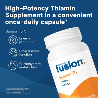 Bariatric Fusion Vitamin B1 (Thiamin) für bariatrische Chirurgie-Patienten – Magenbypass & Schlauchmagen, leicht zu schluckende Kapseln, 90 Stück