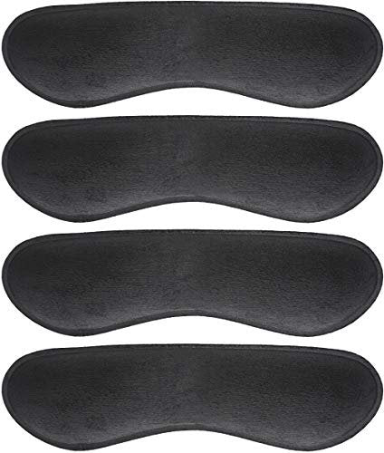 Dr. Foot Fersenpolster Einlegesohlen für zu große Schuhe – Anti-Rutsch-Fersenkleber für lose Schuhe, verhindert Rutschen und Reiben (Schwarz, 4 Paar)