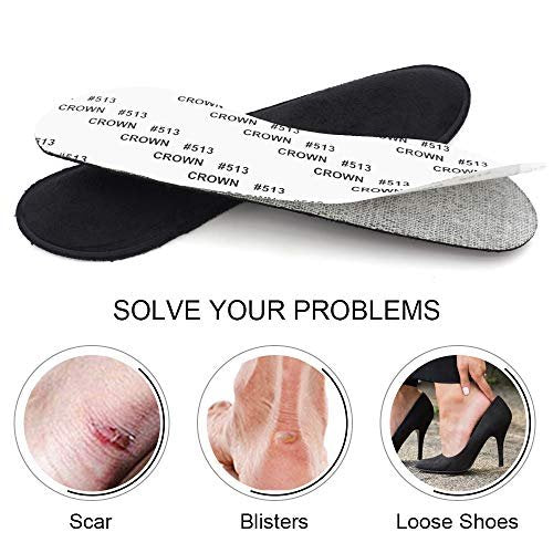 Dr. Foot Fersenpolster Einlegesohlen für zu große Schuhe – Anti-Rutsch-Fersenkleber für lose Schuhe, verhindert Rutschen und Reiben (Schwarz, 4 Paar)