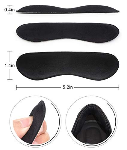 Dr. Foot Fersenpolster Einlegesohlen für zu große Schuhe – Anti-Rutsch-Fersenkleber für lose Schuhe, verhindert Rutschen und Reiben (Schwarz, 4 Paar)