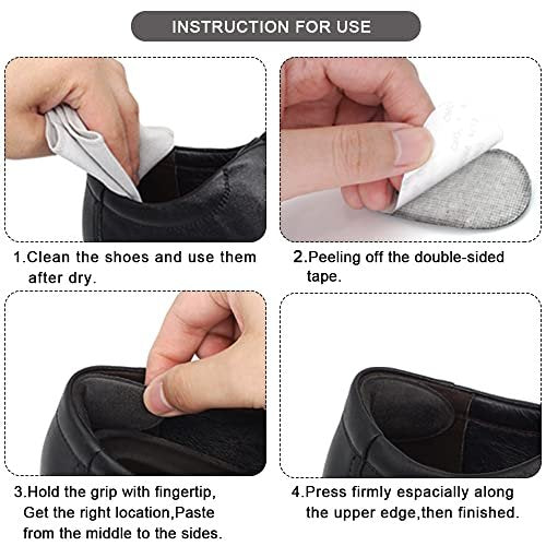 Dr. Foot Fersenpolster Einlegesohlen für zu große Schuhe – Anti-Rutsch-Fersenkleber für lose Schuhe, verhindert Rutschen und Reiben (Schwarz, 4 Paar)