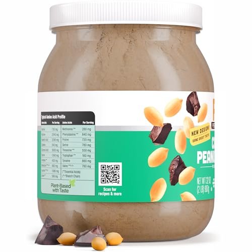 PB2 Performance Erdnuss mit holländischem Kakao – Veganes Proteinpulver mit 20g Protein, kein Zuckerzusatz, präbiotische Ballaststoffe, laktosefrei, zertifiziert vegan, ohne Gentechnik, glutenfrei (2lb)