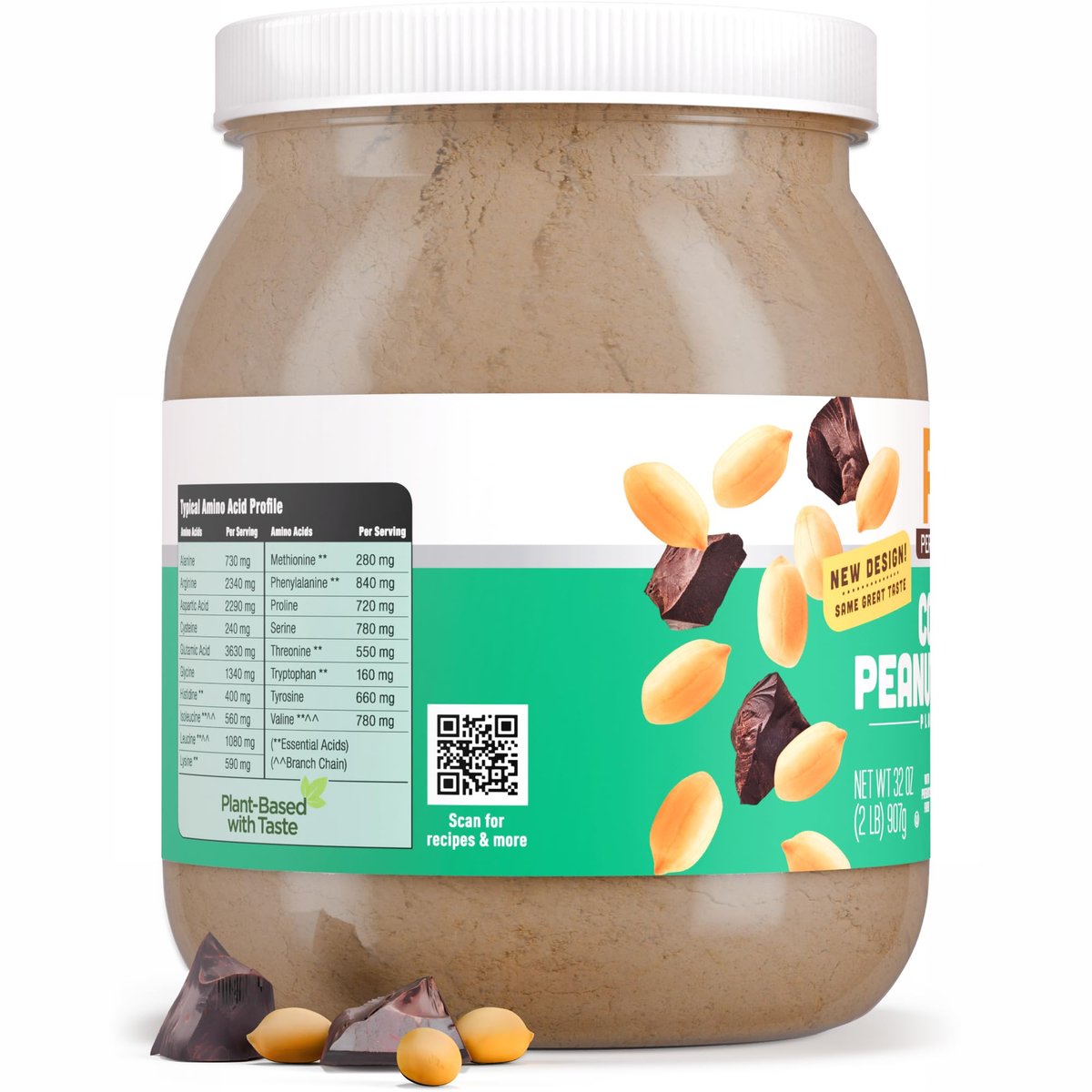 PB2 Performance Erdnuss mit holländischem Kakao – Veganes Proteinpulver mit 20g Protein, kein Zuckerzusatz, präbiotische Ballaststoffe, laktosefrei, zertifiziert vegan, ohne Gentechnik, glutenfrei (2lb)