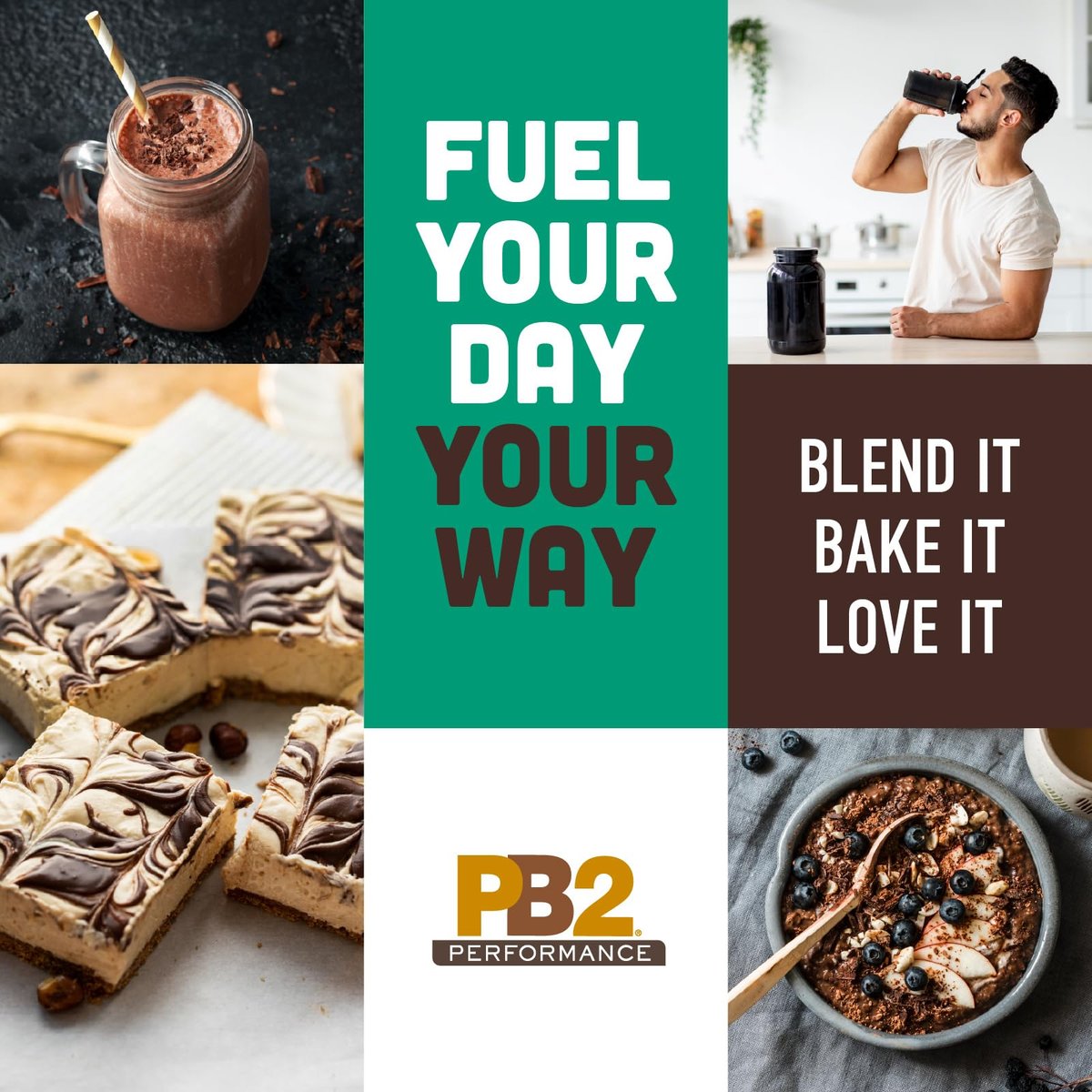 PB2 Performance Erdnuss mit holländischem Kakao – Veganes Proteinpulver mit 20g Protein, kein Zuckerzusatz, präbiotische Ballaststoffe, laktosefrei, zertifiziert vegan, ohne Gentechnik, glutenfrei (2lb)