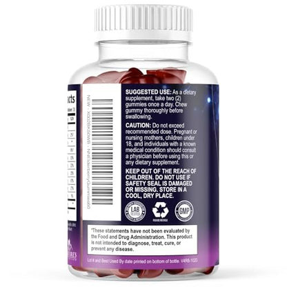 Holunderbeeren Gummies - 3X Stärke Schwarzer Holunder Immununterstützung Gummibärchen mit Vitamin C, D3 und Zink für Kinder & Erwachsene, Immunsystem Stärkung Nahrungsergänzungsmittel, Holunderbeer Vitamine - 60 Gummies