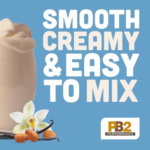 PB2 Performance Mandel-Pflanzenproteinpulver mit Madagaskar-Vanille – 20 g vollständiges Protein, kein Zuckerzusatz, präbiotische Ballaststoffe, vegan, glutenfrei, 1 Pfund