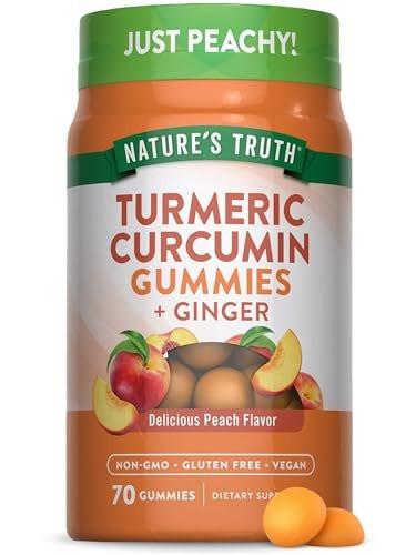 Nature's Truth Kurkuma & Ingwer Gummibärchen | 70 Stück | Pfirsichgeschmack | Vegan, Ohne Gentechnik & Glutenfrei