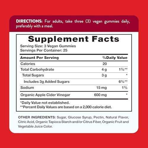 Nature's Truth Apfelessig Vegan Gummis, 600 mg – 75 Stück