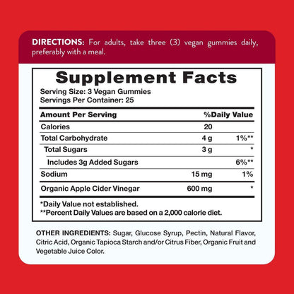 Nature's Truth Apfelessig Vegan Gummis, 600 mg – 75 Stück