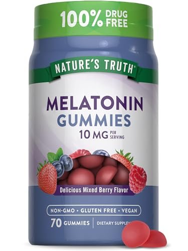 Nature's Truth Melatonin 10 mg Gummis | 70 Stück | Beerengeschmack | Vegan, Nicht-GVO & Glutenfrei