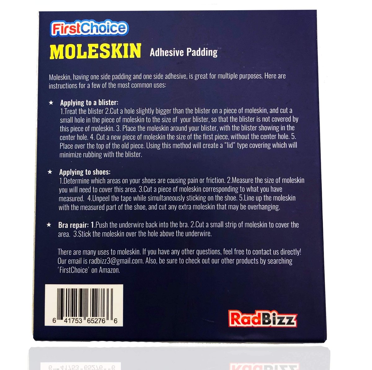 RadBizz Extra Dauerhafte Moleskin-Pflaster - 3" x 3" 10er-Pack