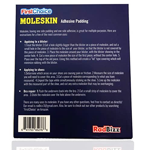 RadBizz Extra Dauerhafte Moleskin-Pflaster - 3" x 3" 10er-Pack