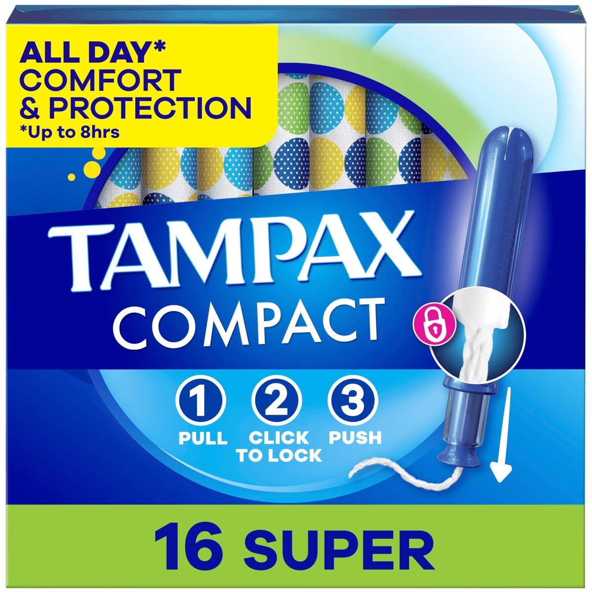 Tampax Compact Pearl Tampons mit LeakGuard-Braid & ausziehbarer Applikator, Super Saugfähigkeit, 16 Stück