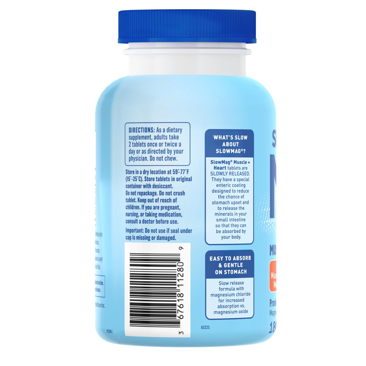 SlowMag Muscle & Heart Magnesiumchlorid-Supplement mit Calcium, 180 Tabletten – Unterstützt Muskelentspannung, Herz-, Nerven- und Knochengesundheit, hohe Absorption