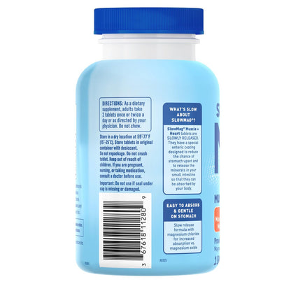 SlowMag Muscle & Heart Magnesiumchlorid-Supplement mit Calcium, 180 Tabletten – Unterstützt Muskelentspannung, Herz-, Nerven- und Knochengesundheit, hohe Absorption