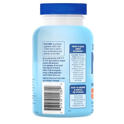 SlowMag Muscle & Heart Magnesiumchlorid-Supplement mit Calcium, 180 Tabletten – Unterstützt Muskelentspannung, Herz-, Nerven- und Knochengesundheit, hohe Absorption