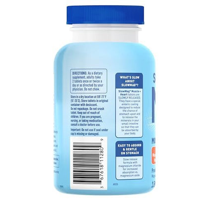 SlowMag Muscle & Heart Magnesiumchlorid-Supplement mit Calcium, 180 Tabletten – Unterstützt Muskelentspannung, Herz-, Nerven- und Knochengesundheit, hohe Absorption