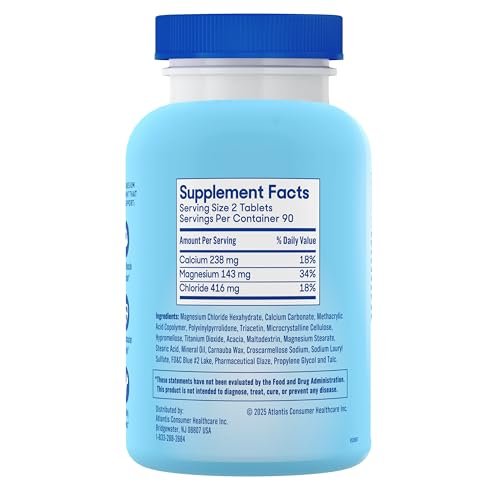 SlowMag Muscle & Heart Magnesiumchlorid-Supplement mit Calcium, 180 Tabletten – Unterstützt Muskelentspannung, Herz-, Nerven- und Knochengesundheit, hohe Absorption