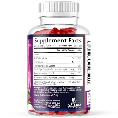 Gelenkunterstützung Gummis - Glucosamin Plus Vitamin E - Natürliches Nahrungsergänzungsmittel für gelegentliche Beschwerden in Rücken, Knien und Händen - Knorpel- und Gelenkgesundheit & Flexibilität - 120 Gummis