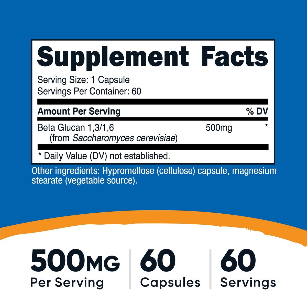 Nutricost Beta Glucan 500mg 1,3/1,6 D-Glucan, 60 vegane Kapseln - Glutenfrei, Nicht-GVO