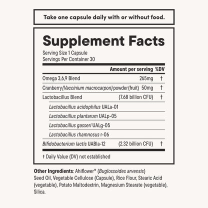 Daily Nouri Probiotika für Frauen | Vaginalgesundheit + Harnwegsunterstützung | Vaginaler pH-Wert & Mikrobiom-Balance | 5 klinisch untersuchte Stämme + Cranberry & Omega | 30-Tage-Vorrat