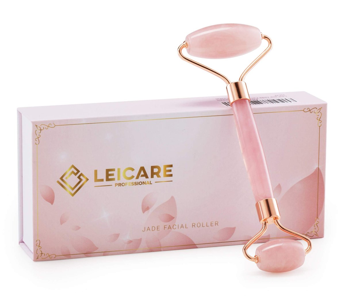 LeiCare Jade Roller – Gesichtsroller aus Rosenquarz für Hautpflege, Stressabbau, Anti-Aging und Entfernung von Augenringen