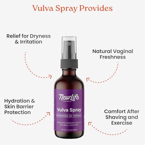 NewLife Naturals Feuchtigkeitsspray für die Intimzone – Vaginaler Feuchtigkeitsspender bei Trockenheit, Juckreiz, Irritationen, pH-Unterstützung in den Wechseljahren mit Olivenöl, Zitronengras und mehr – 60 ml