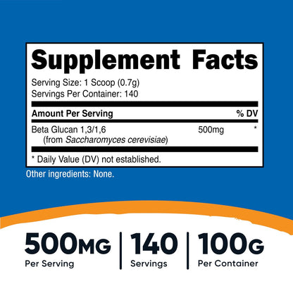 Nutricost Beta Glucan Pulver 100 g - 1,3/1,6 - Non GMO