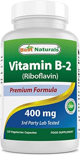 Best Naturals Vitamin B2 (Riboflavin) 400 mg – Migräne Linderung – Vegane Kapseln – Coenzym-Vorstufe – 120 Stück