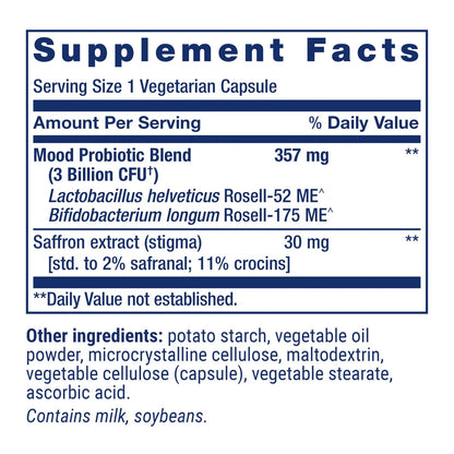 Life Extension FLORASSIST® Probiotikum zur Stimmungsverbesserung – Probiotikum und Safran-Mischung für bessere Laune und mentale Ausgeglichenheit, Nicht-GVO, Glutenfrei, 1 Kapsel täglich, Vegetarisch, 30 Kapseln