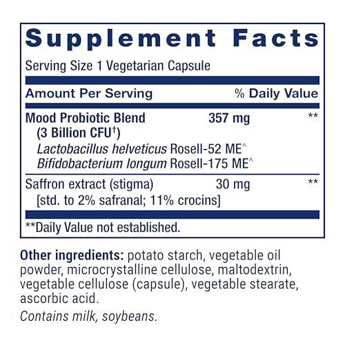Life Extension FLORASSIST® Probiotikum zur Stimmungsverbesserung – Probiotikum und Safran-Mischung für bessere Laune und mentale Ausgeglichenheit, Nicht-GVO, Glutenfrei, 1 Kapsel täglich, Vegetarisch, 30 Kapseln