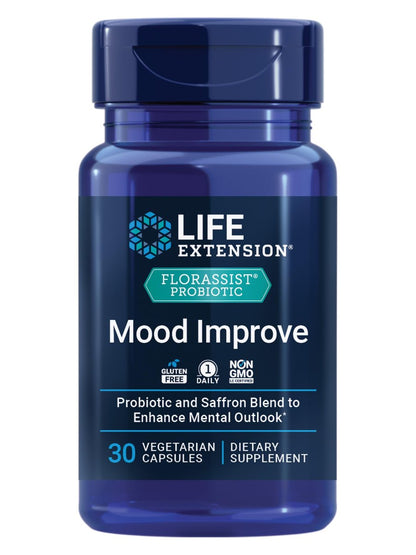 Life Extension FLORASSIST® Probiotikum zur Stimmungsverbesserung – Probiotikum und Safran-Mischung für bessere Laune und mentale Ausgeglichenheit, Nicht-GVO, Glutenfrei, 1 Kapsel täglich, Vegetarisch, 30 Kapseln