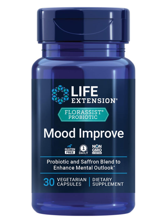 Life Extension FLORASSIST® Probiotikum zur Stimmungsverbesserung – Probiotikum und Safran-Mischung für bessere Laune und mentale Ausgeglichenheit, Nicht-GVO, Glutenfrei, 1 Kapsel täglich, Vegetarisch, 30 Kapseln