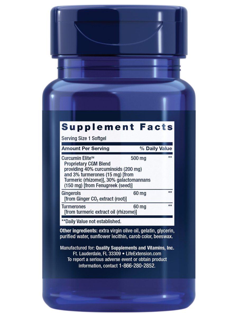 Life Extension Advanced Curcumin Elite Turmeric Extrakt mit Ingwer & Turmeronen – zur Unterstützung der Entzündungsreaktion, Herz-Kreislauf- und Gehirngesundheit – glutenfrei, nicht-GVO – 30 Softgels