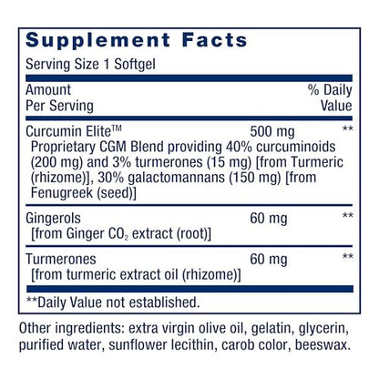 Life Extension Advanced Curcumin Elite Turmeric Extrakt mit Ingwer & Turmeronen – zur Unterstützung der Entzündungsreaktion, Herz-Kreislauf- und Gehirngesundheit – glutenfrei, nicht-GVO – 30 Softgels