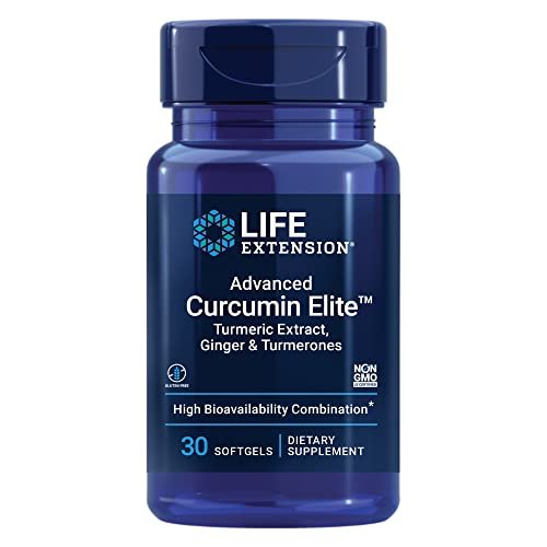 Life Extension Advanced Curcumin Elite Turmeric Extrakt mit Ingwer & Turmeronen – zur Unterstützung der Entzündungsreaktion, Herz-Kreislauf- und Gehirngesundheit – glutenfrei, nicht-GVO – 30 Softgels