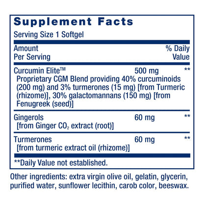 Life Extension Advanced Curcumin Elite Turmeric Extrakt mit Ingwer & Turmeronen – zur Unterstützung der Entzündungsreaktion, Herz-Kreislauf- und Gehirngesundheit – glutenfrei, nicht-GVO – 30 Softgels