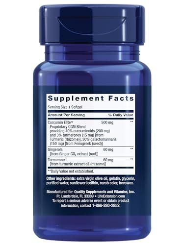 Life Extension Advanced Curcumin Elite Turmeric Extrakt mit Ingwer & Turmeronen – zur Unterstützung der Entzündungsreaktion, Herz-Kreislauf- und Gehirngesundheit – glutenfrei, nicht-GVO – 30 Softgels